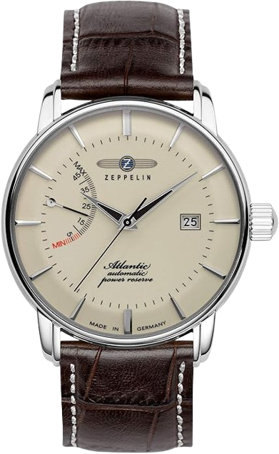 Automatic Men's Timepiece 9666-5 with Brown Case and Ivory Dial